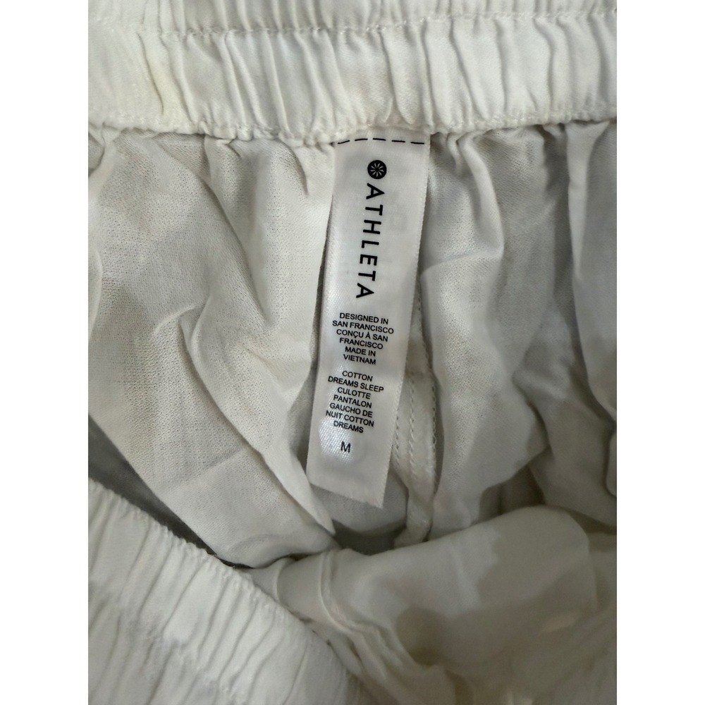 Athleta Cotton Dreams Sleep Culotte Womens M White Wide Leg Pajama Pants Lounge - Picture 2 of 8
